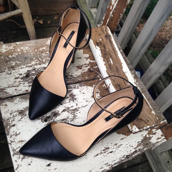 Forever 21 black ankle strap heels