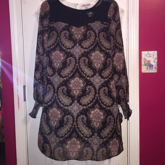 Black dress with Brown Paisley pattern - Picture 1 of 4
