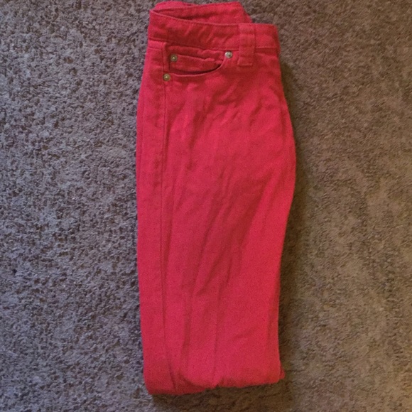 Red denim jeans
