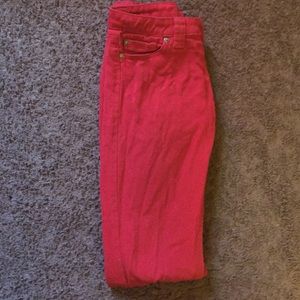 Red denim jeans