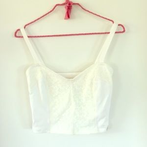 White lace Hollister crop top // fits small-medium
