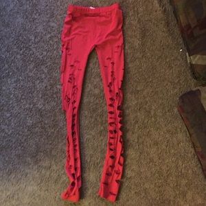 Red leggings with holes