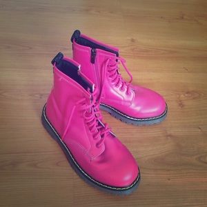 Pink combat boots