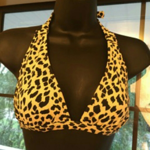 Bikini top size medium black leopard print & creme