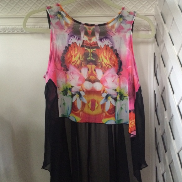 Sabo Skirt Pink Black Crop Top Chiffon - Picture 4 of 4