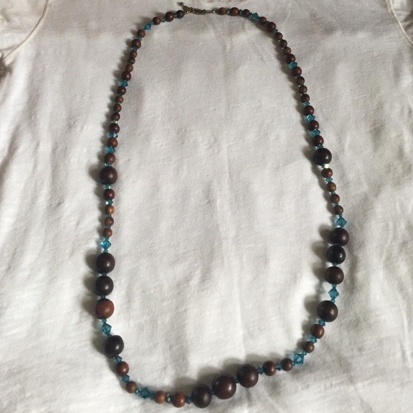 Brown and turquoise long necklace