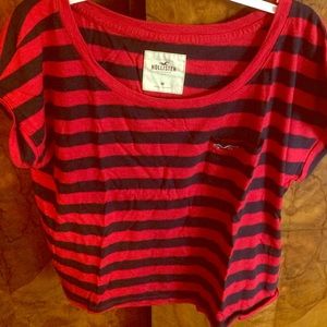 Hollister red and blue striped crop top