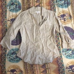 Neutral Linen Collared Shirt