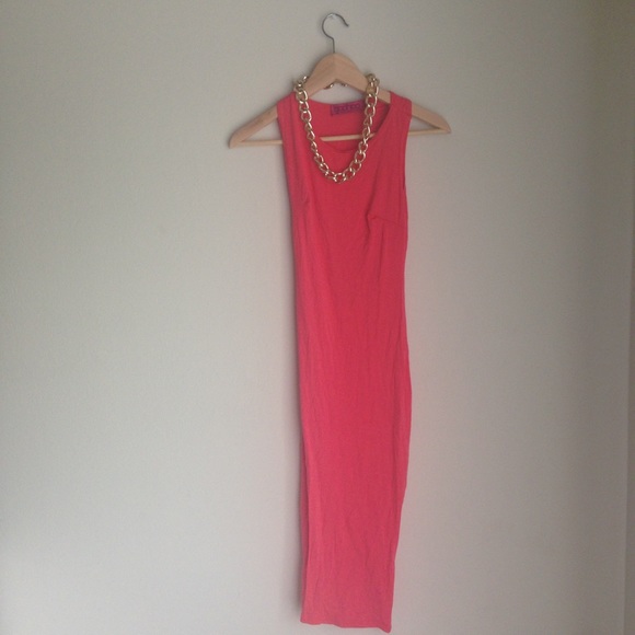 ❌bundled❌Salmon a-symmetrical back midi dress - Picture 3 of 4