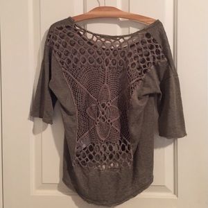 Olive Green Lace Back Top