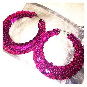 Pink Sequin Handmade Earrings