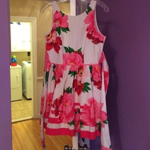 White and pink floral pattern preppy sundress