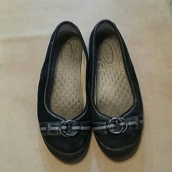 Gray and black flats