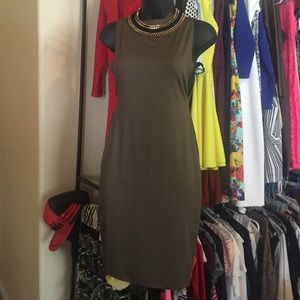 Olive green side boob dress