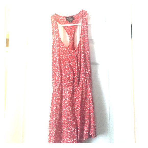 Red, Grey, & Cream Geometric Patterned Romper