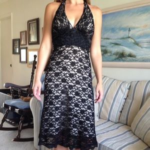 Black lace cocktail dress