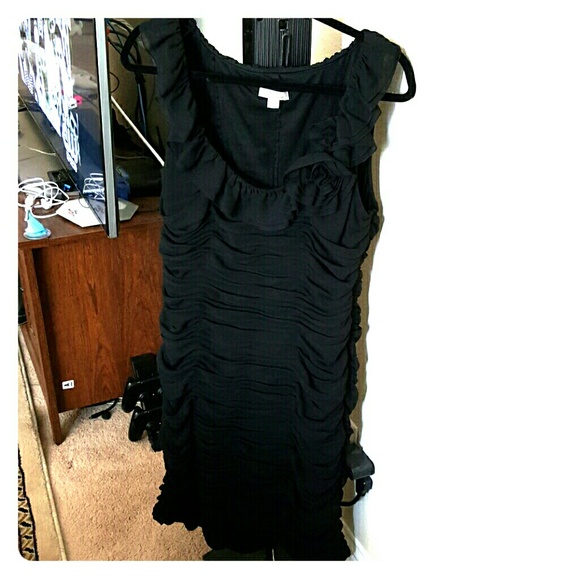 Black scrunch chiffon dress