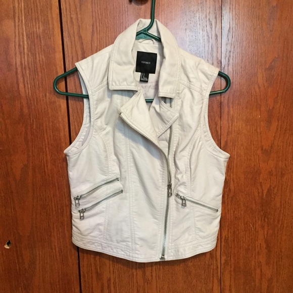 Cream pleather vest