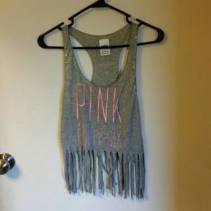 Studded 'pink' fringe crop top