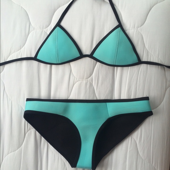 Triangl neoprene bathing suit turquoise size small