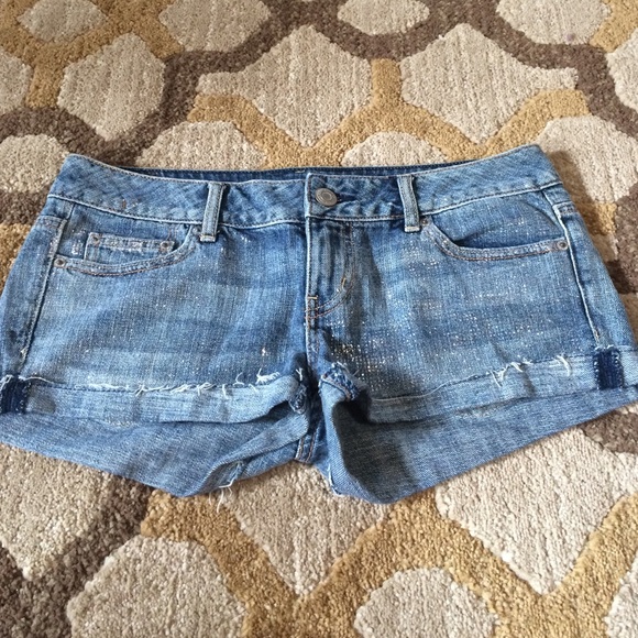 glitter denim shorts