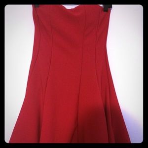 Strapless red dress