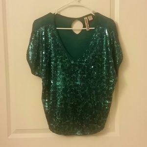Eyeshadow blue sequin top! Super fun!