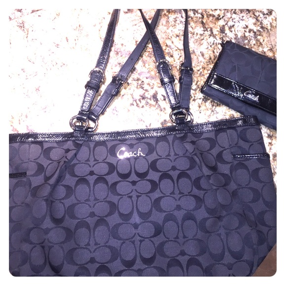 Black Coach purse and matching wallet