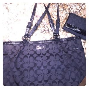 Black Coach purse and matching wallet