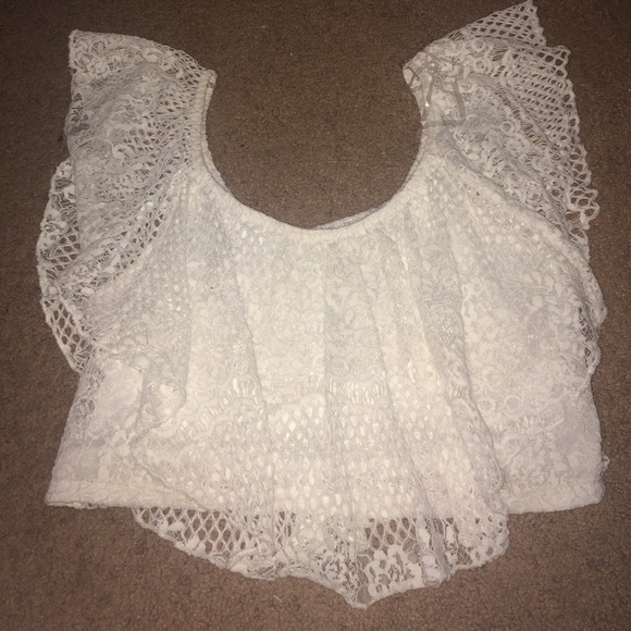 white lace crop top