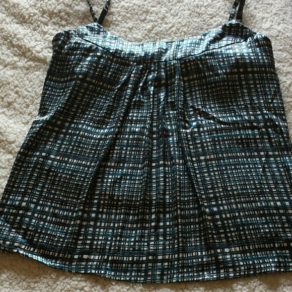 NY&CO Teal Plaid Silky Tank