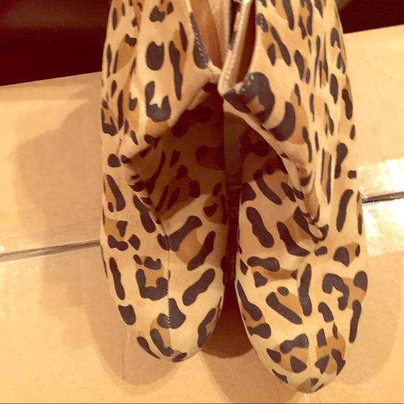 Shoes - Leopard print wedge booties (previously worn)