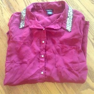 Maroon chiffon blouse rue 21