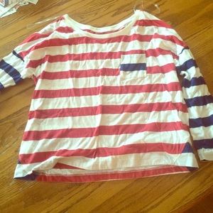 Red white and blue crop sweatshirt