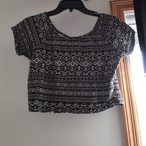 Black and White Aztec Crop Top