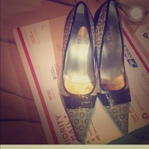 Dark and light brown with gold guess dress shoes