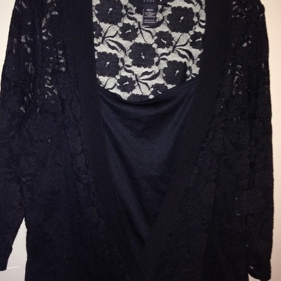 Black lace twofer with attached black tank