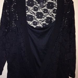 Black lace twofer with attached black tank