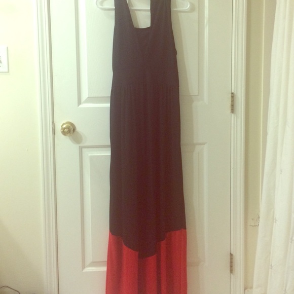 Red and Black halter maxi dress