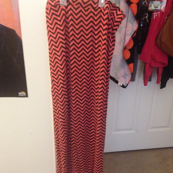 Peach and black maxi skirt