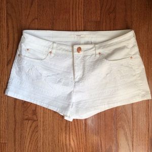 White Tribal-Print Shorts