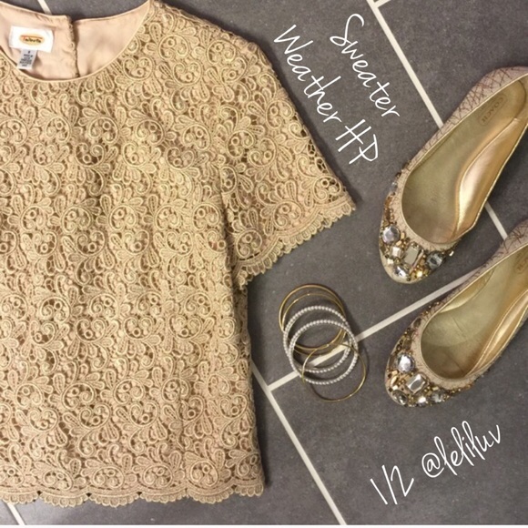 Talbots Tops - 🎉HP🎉 Gold Lace Top