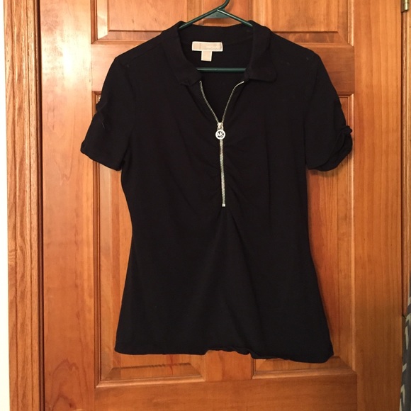 Michael Kors black zip polo