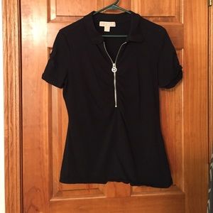 Michael Kors black zip polo
