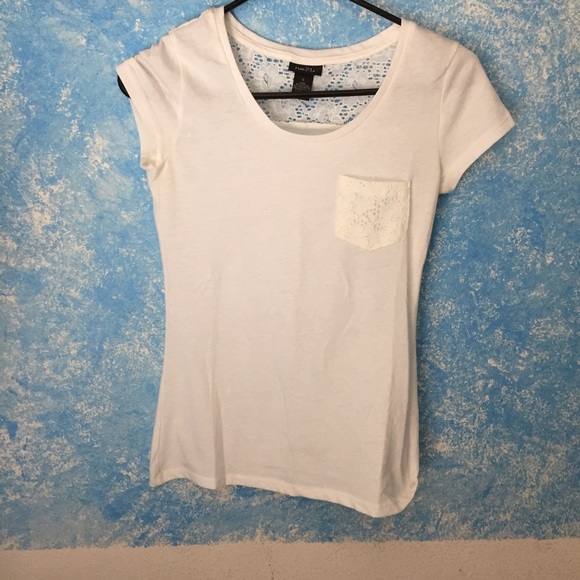 White Floral/Lace Pocket Tee