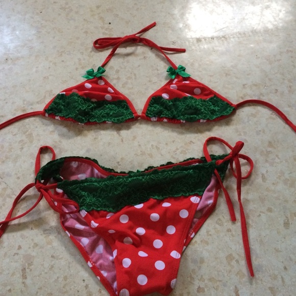 Strawberry polka dotted bikini