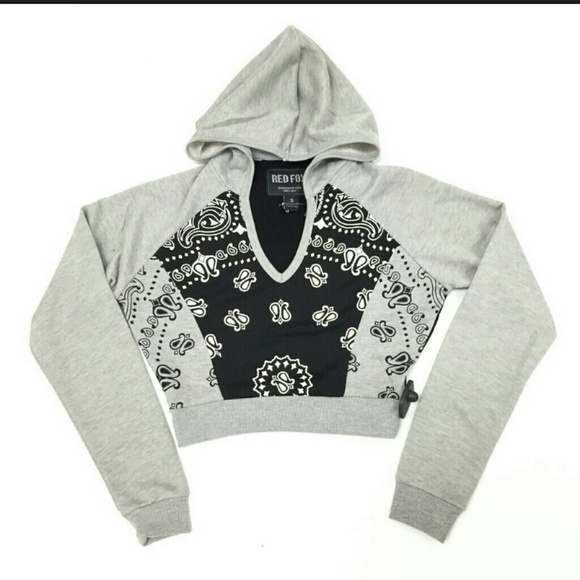 red bandana print hoodie