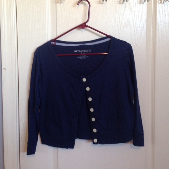 navy cropped cardigan