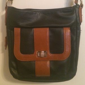 Steven Madden satchel purse, black and brown.