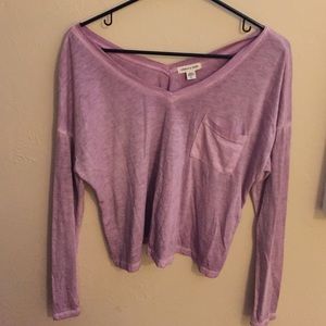 Purple long sleeve crop top